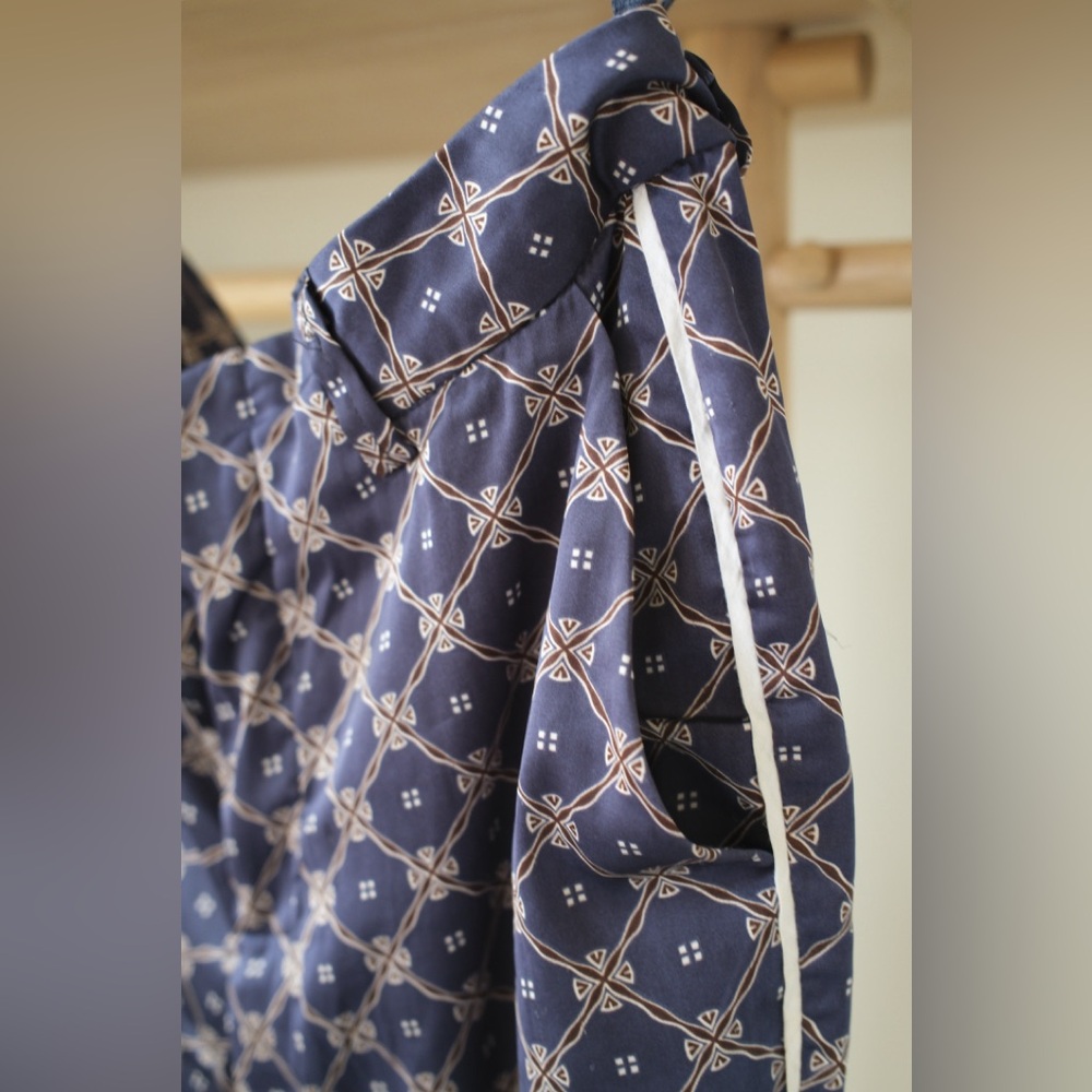 Women's Reiko Satin Pants - Navy Blue/indigo patterned
